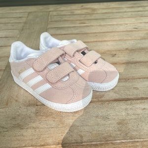 Brand new size 6 pink suede adidas gazelles for toddler